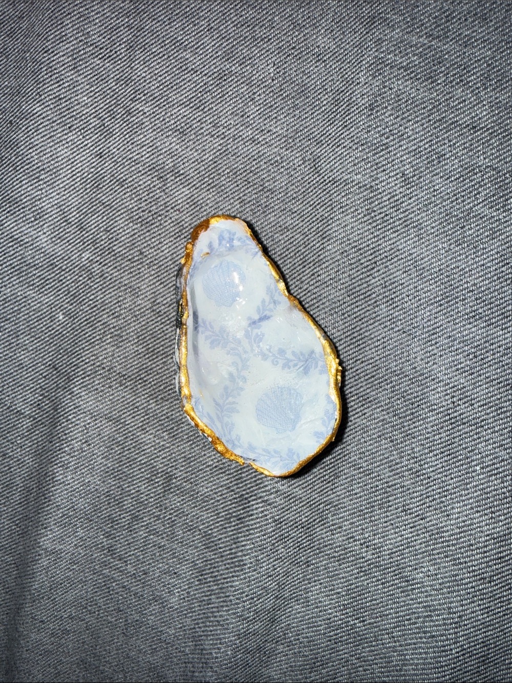 Decorative Blue and Gold Oyster Shell Magnet Home Accents